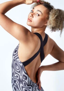 Move Dance Onyx Cross Back Unitard - Dimensions -Dance costume moc0901 dim close up front 1 07836.1678928424