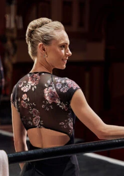 Move Dance Isadora Floral Zip Up Leotard -Dance costume mol0634 black back 83646.1678884217