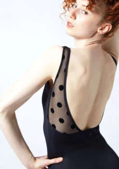 Move Dance Maeve V-Back Leotard -Dance costume mol0657 black close up back 1 09289.1678884271