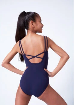 Move Dance Kamila Teen Cross Back Leotard -Dance costume mol5119 navy close up back 66437.1683933612