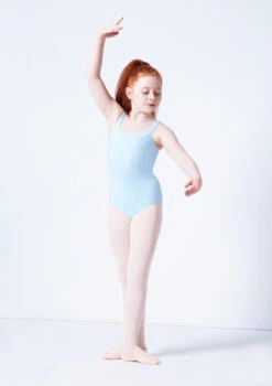 Move Dance Terri Girls Yoke Neck Leotard -Dance costume mol5141 blue front 2 76570.1689206261