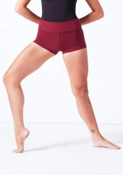 Move Dance Sasha Rolltop Dance Shorts -Dance costume mor0009 burgundy front t 36233.1696980720