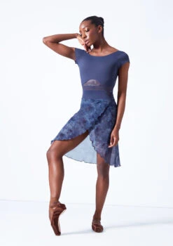 Move Dance Reverie Mid-Length Wrap Skirt -Dance costume mor0646 petrol blue front 2 38359.1683625548