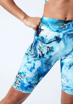 Move Dance Nebula High Waisted Cycling Shorts - Pacific -Dance costume mor0907 pac close up front 1 37398.1678884733