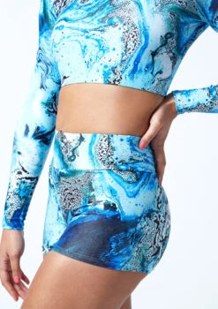 Move Dance Astra High Waisted Shorts - Pacific -Dance costume mor0909 pac close up front 1 94203.1678884739