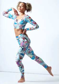 Move Dance Estella Square Neck Crop Top - Marble 3 Move Dance Estella Square Neck Crop Top - Marble -Dance costume mos0910 mar front 1 08333.1678884808