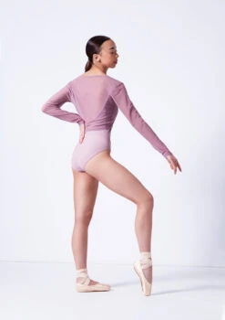Move Dance Bella Mesh Tie Front Top -Dance costume moz0040 frenchmauve back 73338.1681806973