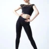 Move Dance Joelle Cap Sleeve Crop Top -Dance costume moz0623 black front 1 52729.1678885063
