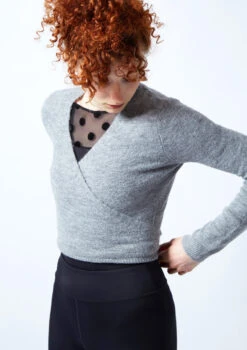 Move Dance Everly Ballet Wrap -Dance costume moz0730 grey close up front 1 90349.1678885130