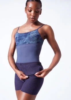 Move Dance Nidra Knit Shorts -Dance costume moz0735 blue marl close up front 32752.1683070493