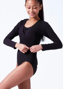Move Dance Kiara Teen Ballet Wrap -Dance costume moz5001 black front t 53434.1691199734