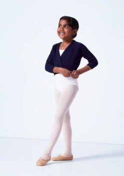 Tappers & Pointers Kids Knit Ballet Wrap -Dance costume taxclsn navy front 1 26359.1683935998