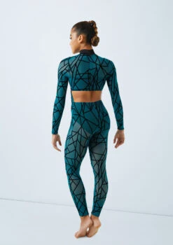 Weissman Game Of Survival -Dance costume weissman flocked geometric unitard blue back 04258.1685491271