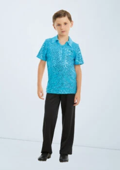 Weissman Sequin Collar Shirt -Dance costume wn 11286 weissman sequin collar shirt blue front 56824.1678886986