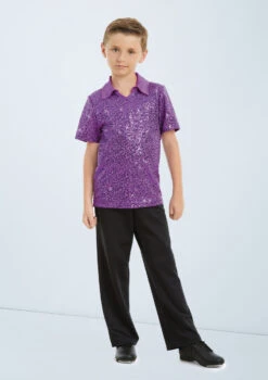 Weissman Sequin Collar Shirt -Dance costume wn 11286 weissman sequin collar shirt purple front T 09368.1698813868