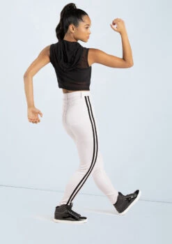 Weissman Sporty Striped Jeggings -Dance costume wn14547 white 17 85707.1694563057