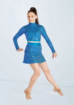Weissman Sequin Mock Neck Crop -Dance costume wn15151 royal blue 27 75984.1694473970