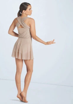 Weissman Asymmetric Draped Leotard -Dance costume wn15429 latte 3235 84722.1694694098