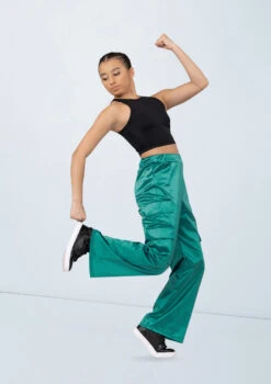 Weissman Satin Cargo Pants -Dance costume wn15520 jade 087 95846.1694696011