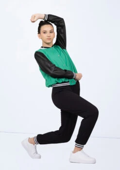 Weissman Striped Trim Varsity Jacket -Dance costume wn15534 kelly 17 t 48315.1698824360