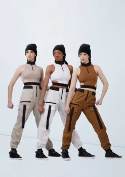 Weissman Mock Neck Cutout Waist Top -Dance costume wn15539 latte 31 t 62827.1698824360