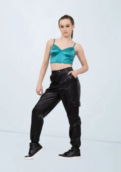 Weissman Satin Crop Top -Dance costume wn15546 jade 129 73600.1694697894