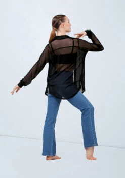 Weissman Mesh Button Down Shirt -Dance costume wn15559 black 159 24147.1694697937
