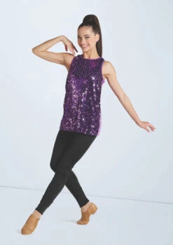 Weissman Ultra Sparkle Tunic Top -Dance costume wn16345 electric purple 665 39795.1694919658