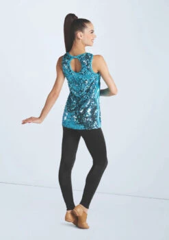 Weissman Ultra Sparkle Tunic Top -Dance costume wn16345 turquoise 669 66945.1694919658